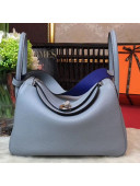 Hermes Lindy 26cm/30cm in Togo Leather with Silver Hardware Flax Blue (Half Handmade)