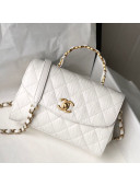 Chanel Crumpled Lambskin Small Flap Bag with Top Handle AS2478 White 2021