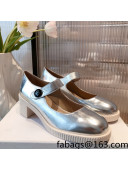 Dior D-Doll Shiny Calfskin Mary Jane Pumps Silver 2021