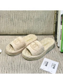 Chanel Towel Platform Flat Slide Sandals G36901 Beige 2021