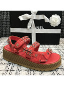 Chanel Chain Flat Sandals CCFS001 Red 2021