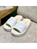 Chanel Towel Platform Flat Slide Sandals G36901 White 2021