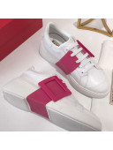Roger Vivier Viv' Skate Calfskin Buckle Sneakers White/Red 2019