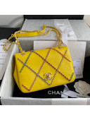 Chanel Quilted Lambskin Medium Flap Bag with Entwined Chain AS2383 Yellow 2021
