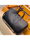 Louis Vuitton Keepall Bandouliere 50 Bag in Monogram Seal Leather M57963 Black 2021 