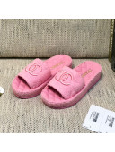 Chanel Towel Platform Flat Slide Sandals G36901 Pink 2021
