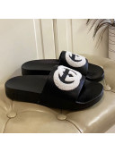Gucci Wool GG Flat Slide Sandals in Grained Calfskin Black 2021 (For Women and Men)