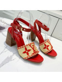 Louis Vuitton Sienna Raffia Sandals Red 2021