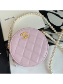 Chanel Calfskin Round Clutch Bag with Chain AP2191 Light Pink 2021
