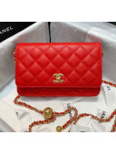 Chanel Metal Wallet on Chain WOC Bag AP1450 Red 2020