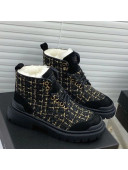 Chanel x UGG Suede Check Tweed Wool Short Boots Black 2021