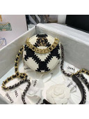 Chanel 19 Crochet Quilted Calfskin Round Clutch with Chain White 2021