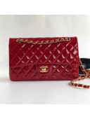 Chanel Patent Calfskin Medium Classic Flap Bag A1112 Red（Gold Hardware）