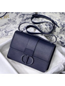 Dior 30 Montaigne Stamped Grain Calfskin Flap Bag With Matte Tonal 'CD' Clasp Deep Blue 2020