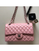 Chanel Patent Calfskin Medium Classic Flap Bag A1112 Pink(Silver Hardware)