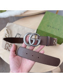 Gucci Maxi GG Canvas and Leather Belt 4cm with GG Buckle Beige/Brown/Silver 2021
