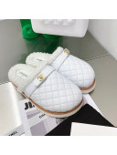 Chanel Lambskin and Shearling Flat Mules 4.5cm White 2021
