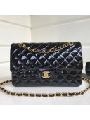 Chanel Patent Calfskin Medium Classic Flap Bag A1112 Black(Gold Hardware)