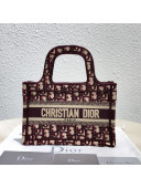 Dior Mini Book Tote Bag in Original Oblique Embroidered Canvas Burgundy 2019