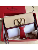 Valentino Small VRing Calfskin Shoulder Bag 0004S White/Beige 2019