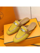 Hermes Oz Mule in Denim Canvas and Calfskin with Iconic Kelly Buckle Ginger 06 2022(Handmade)