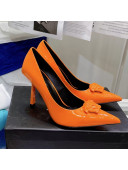 Versace La Medusa Patent Leather Pumps 9.5cm Orange 2021 09
