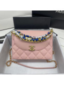 Chanel Quilted Leather Scarf Entwined Chain Flap Bag Pink 2021