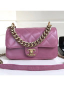 Chanel Wax Quilted Calfskin Mini Classic Flap Bag Purple 2019