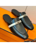 Hermes Oz Mule in Smooth Calfskin and Crocodile with Iconic Kelly Buckle Black 12 2022(Handmade)