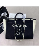 Chanel Deauville Wool Felt Medium Shopping Bag A93786 Black 2019