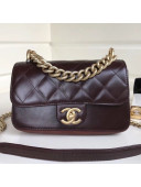 Chanel Wax Quilted Calfskin Mini Classic Flap Bag Dark Burgundy 2019