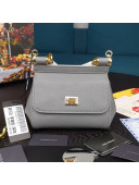 Dolce&Gabbana Classic Mini Sicily Palm-Grained Leather Top Handle Bag 5516 Medium Grey 2020