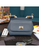 Dolce&Gabbana Classic Mini Sicily Palm-Grained Leather Top Handle Bag 5516 Dark Grey 2020