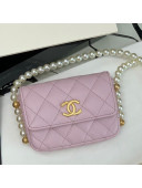 Chanel Calfskin Mini Wallet on Chain WOC with Pearl Chain Pink 2021
