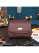 Dolce&Gabbana Classic Mini Sicily Palm-Grained Leather Top Handle Bag 5516 Burgundy 2020