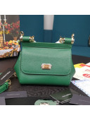 Dolce&Gabbana Classic Mini Sicily Palm-Grained Leather Top Handle Bag 5516 Green 2020