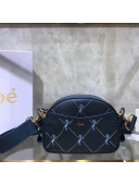 Chloe Mini Signature Bag In Smooth Calfskin With Embroidered Horses & Studs Blue 2019
