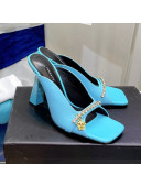 Versace Le Medusa Charm Leather Mules Sandals Blue 2021