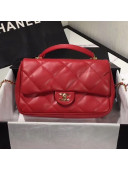 Chanel Quilted Lambskin Classic Medium Flap Bag with Top Handle AS1115 Red 2019