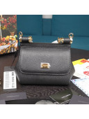 Dolce&Gabbana Classic Mini Sicily Palm-Grained Leather Top Handle Bag Black 2020