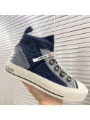 Dior Walk'n'Dior High-top Sneakers in Navy Blue Knit with Cannage Embroidery 2020