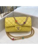 Chanel Lambskin Resin Stones Chain Small Flap Bag AS2380 Yellow 2021 TOP