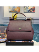 Dolce&Gabbana Classic Large Sicily Palm-Grained Leather Top Handle Bag 5517 Burgundy 2020