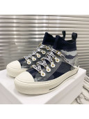 Dior Walk'n'Dior High-top Sneakers in Navy Blue Striped Knit 2020