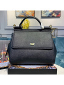 Dolce&Gabbana Classic Large Sicily Palm-Grained Leather Top Handle Bag 5517 Black 2020
