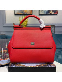 Dolce&Gabbana Classic Large Sicily Palm-Grained Leather Top Handle Bag 5517 Red 2020