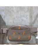 Chloe Signature Belt Bag In Smooth Calfskin With Embroidered Horses & Studs Grey 2019