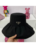 Prada Canvas Ruffled Bucket Hat Black 2021