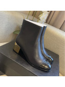 Chanel Calfskin Ankle Short Boots with Metallic Heel 6cm Black 2021 111061