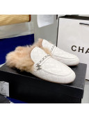 Chanel Lambskin Wool Flat Mules White 2021